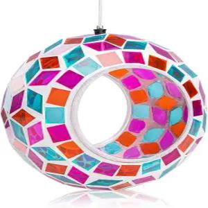 밖에 있는 인스 유리 새 모이통 매달린 모자이크 둥근 모양의 컨테이너 야생 통해 정원 뒷마당 장식용으로