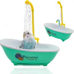 샤워기가 있는 MUYG 앵무새 자동 욕조 작고 튼튼한 새 목욕 샤워 분수 소형 코카티엘 잉꼬들이 사랑하는