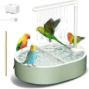 폼페 새 목욕 앵무새 욕조 펌프가 있는 자동 샤워 흐르는 물이 대용량 물탱크 다양한 종류의 적합 녹색