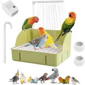 앵무새 욕조 새 자동 목욕 샤워기 흐르는 물이 있는 대형 샤워 분수 실내 반려동물 아프리카 그레이
