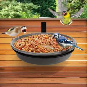 울타리 새 모이통 트레이 - 야외 장소 음식물을 위한 나무 장착 야생 조류 목욕 헤비 듀티 언 링이 있는
