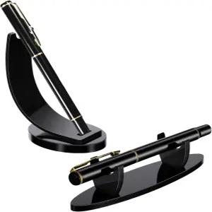 아크릴 펜 스탠드 디스플레이 랙 2팩 만년필 연필 메이크업 브러시 또는 화장품 도구용 수평 홀더 1개 가정