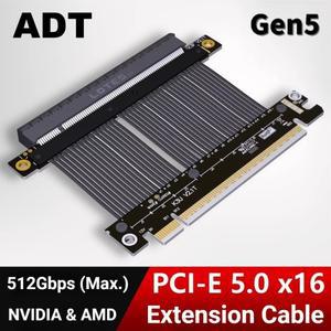 ADT 유니버설 PCIe 5.0 x16 to 연장 케이블 ATX 섀시 라이저 풀 스피드 512Gbps 무손실 그래픽 비디오 카