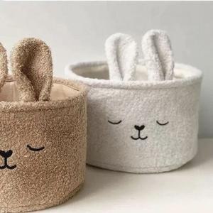 귀여운 테디 벨벳 애완동물 장난감 간식 보관 바구니 가정 정리용 넓은 수납 버킷