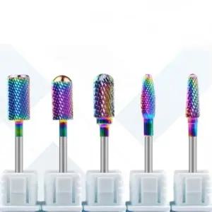 네일 드릴비트 텅스텐 5개 세트 레인보우 컬러