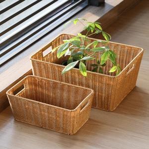 사무실 신문 장난감 간식 데스크탑 정리용 직사각형 위커 스타일 수납 바구니 가정용 플라스틱