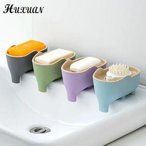 더블 레이어  코끼리 모양 비누 상자 접시 배수 가능 홀더 방수 랙 용기 트레이