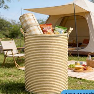 대형 접이식 세탁 바구니 90개 수납 가능 튼튼한 옷 - 장난감 욕실 침실용 휴대용