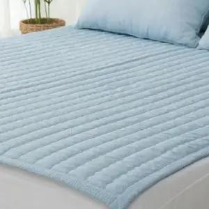 [Deco] 블루 엠보 피치스킨 시원한 밴딩 논슬립 퀸 침대 패드