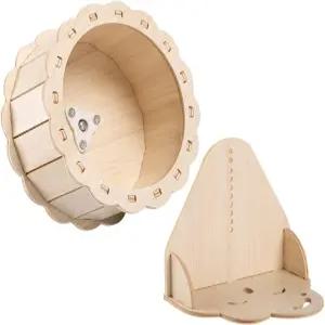 프레티줌 나무 햄스터 바퀴 15cm 무소음 러닝 휠 클라우드 스탠드 저빌 기니피그 친칠라와 같은 작은