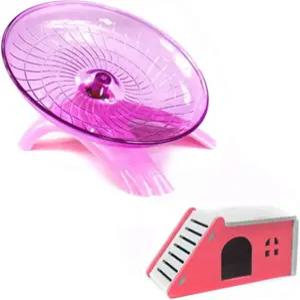 zswell 햄스터 하우스 우드 브리지 클라이밍 키트 운동 휠 조깅 쥐 저빌 기니 돼지 다람쥐 위한 조용한