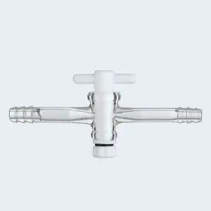 실험실 유리 어댑터 2 웨이 스톱 콕 9mm 호스 연결 보로실레이션 유리 재료