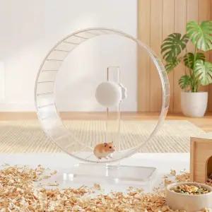 Ruexue 11인치 무성 햄스터 휠 - 조절 가능한 스탠드가 있는 대형 투명 러닝 시리아 저빌 고슴도치 및 작은