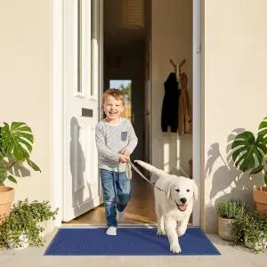 WochiTV 미끄럼 방지 배수 매트 현관 PVC 풀 바닥 0.2인치 두꺼운 고무 실외 실내 욕실 차고 지하 뒷마당