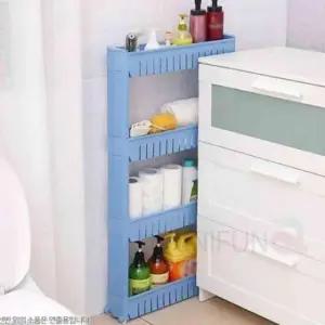 [SBD] 세제선반 베란다수납장 이동식 조립식선반 블루 4단 이동식트롤리 틈새트롤리 양념선반