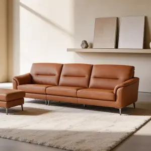 [다우닝] 베니토 4인 전체 천연가죽 소파+스툴