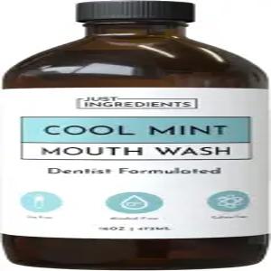 JUST 성분 쿨 민트 리미네랄라이징 구강청결제 - 하이드록시아파타이트 콜로이드 실버 무알코올 16 Fl Oz