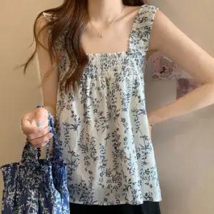 플라워 여름 플레어 나시티 민소매 블라우스 여성나시