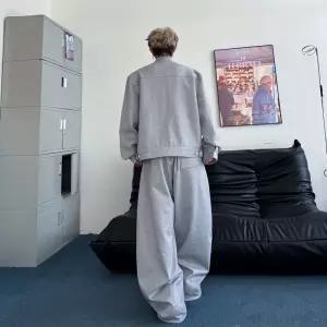 록쉬블몰 남자 바지 면 캐주얼 코트 차이나 긴팔 재킷 장식 긴 비즈 세트 HO1