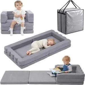 접이식 소파 3in1 의자 및 라운지 방수 휴대용 여행용 탈착식 세탁 가능 커버 그레이