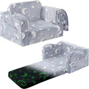 의자와 소파 2in1 접이식 컨버터블 편안한 라운지 어두운 곳에서 빛을 발하는 담요 기능을 갖추고