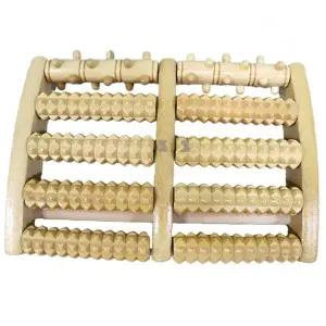 원형 롤러 다열 배치 목재 발 지압 마사지 도구 혈액 순환 촉진 가정용 관리