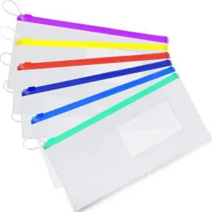 Timgle 200개 용 지퍼 파우치 휴대용 케이스 명함 홀더 투명 칫솔 위생용품 사무실 경품 색상 랜덤 10 x 7