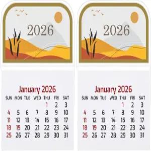 미니 스틱 온 캘린더 2026 작은 필 앤 자동차 벽 트럭 노트북 냉장고 홈 오 스쿨(2팩)용 접착식 월월