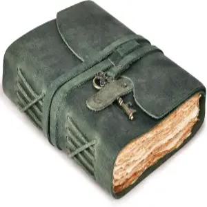 가죽 빌리지 빈티지 저널 - 200 핸드메이드 데클 엣지 페이퍼 여성 남성용 바운드 키 클로저 그림자의 책