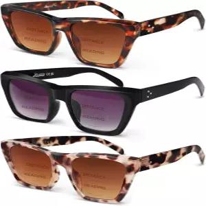 라데제 3팩 바이포컬 리더 선글라스 여성 - 오버사이즈 선 리딩 안경 캣 빈티지 아웃도어 UV400 프로텍션