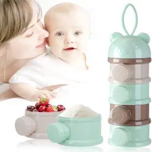 엔퓨디드 휴대용 분유 디스펜서 냄비 4겹 저장 용기 보관 음식 간식 여행 및 야외 활동용 분말