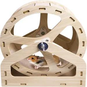 하밀레이 나무 햄스터 바퀴 작은 애완동물 운동 저빌을 위한 조용한 달리기 생쥐 난쟁이 시리아 8.26인치