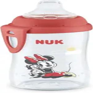 NUK 퍼스트 초이스 미니 마우스 액티브 컵 0 휴대용 클립이 있는 소프트 스파우트 시피 가볍고 누수 방지