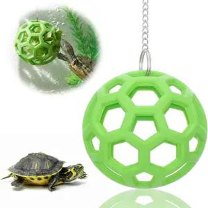 수생 거북이를 위한 거북이 장난감 체인 실리콘 플로팅 피더 있는 먹이 공 빨간색 귀 슬라이더 간식 서식지