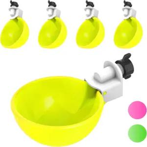 릴클럭커 - 오리 거위 칠면조 토끼 적합한 대형 자동 치킨 워터러 컵 급수 키트 가금류 노란색 5팩