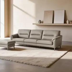 [다우닝] 베니토 4인 전체 통가죽 소파+스툴