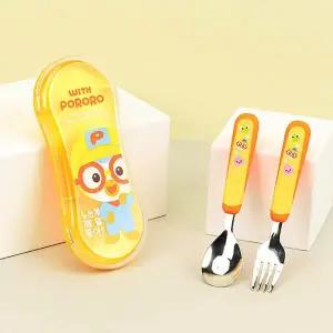 [홈앤키즈]뽀로로 수저세트 더블컬러 큐티 스푼포크케이스 3P세트 어린이집 유치원 휴대용 소풍 유아