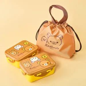 [꼬마스타]리락쿠마 사각밀폐 2단 도시락(해피)-브라운