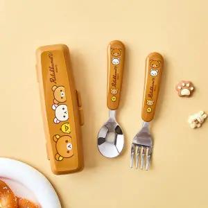 [꼬마스타]리락쿠마 큐티 스푼포크 케이스세트(해피)-브라운
