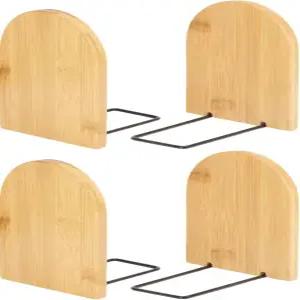 CHGCRAFT 2쌍 대나무 북엔드 미끄럼 방지 책 스탠드 홈 데코 데스크톱 책장 끝 잡지 보관 디스플레이 샌디