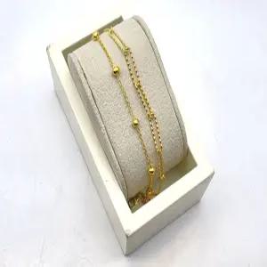 24K 순금 1돈 더블 체인 믹스 팔찌(18K 연결고리 장식)