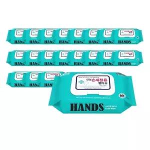 다용도 손세정 저자극 물티슈 캡형 80매입 20개