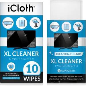 클로 XL 스크린 클리닝 물티슈 보풀 없음 및 줄무늬 빠른 건조 먼지 지문 얼룩 제거 10개