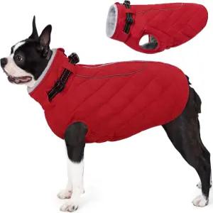 중형견용 AOFITE 코트 터틀넥 웜독 겨울 재킷 뒷면 지퍼 반사 트림이 있는 반려동물 스노우수트 잭 러셀용