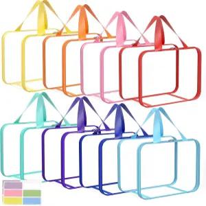 지퍼와 라벨이 있는 8pcs 초대형 컬러 장난감 보관 가방 보드 게임용 투명 PVC 방수 정리 퍼즐 조각 빌딩