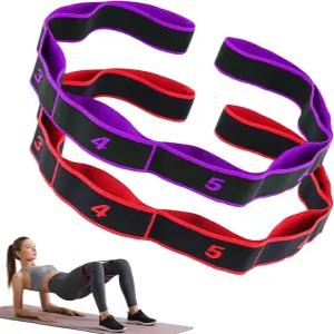 2Pc 번호 저항 밴드 스트레칭 및 요가용 8섹션 피트니스 다리 훈련용 손잡이가 있는 트 홈 헬스장 팔다리