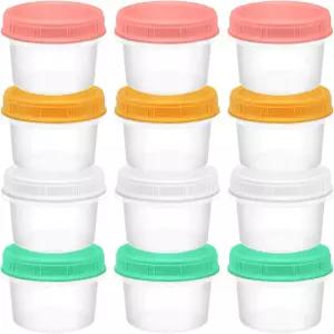 뚜껑에 나사가 달린 ISUSER 12 팩 냉동 용기 6온스 쌓을 수 있는 재사용 가능한 식품 저장 음식 소스 젤리