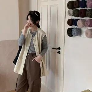 여사친 가을 투 민소매 코트 포켓 레이어드 상의 브이넥 조끼 원픽3