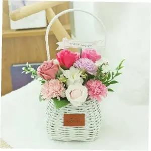 바구니 인조 꽃 장식 홈 인테리어 감사 선물 화훼 조화 다발 데코 소품 기념일