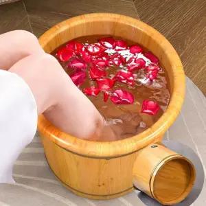 나무 편백나무 족욕 습식 바퀴 족욕통 발욕조 바퀴형 대야